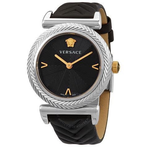 versace v motif watch|Versace V Motif Quartz Black Dial Ladies Watch .